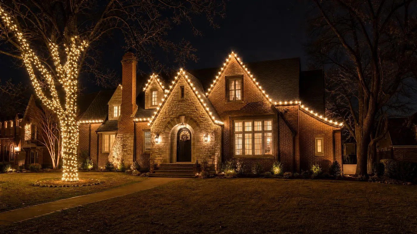 Holiday lighting install by Bright's